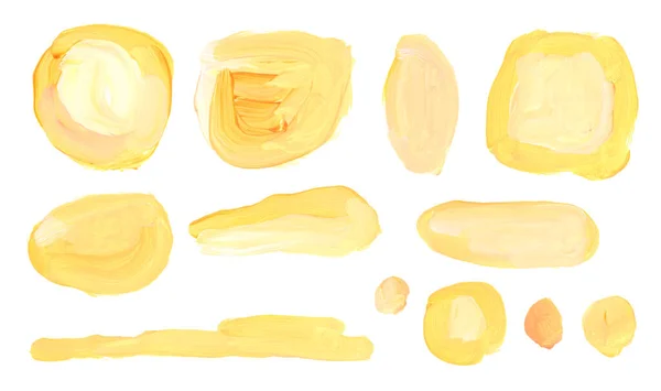 Óleo Arte Manchas Acrílicas Blot Dot Elementos Pintura Abstrato Amarelo — Fotografia de Stock