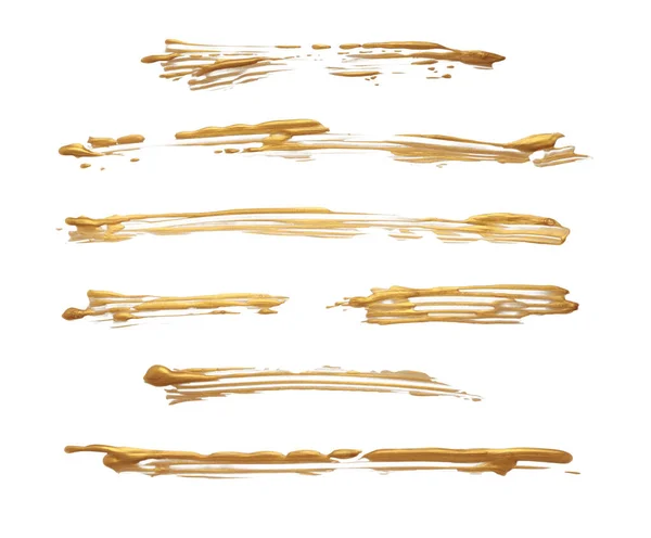 Gold Glitter Ink Color Smear Brush Stroke Stain Line Blot — Fotografia de Stock