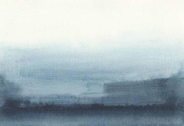 Islak kağıt desen arkaplanına mürekkep rengi duman akışı lekesi mavi renk soyut manzara..