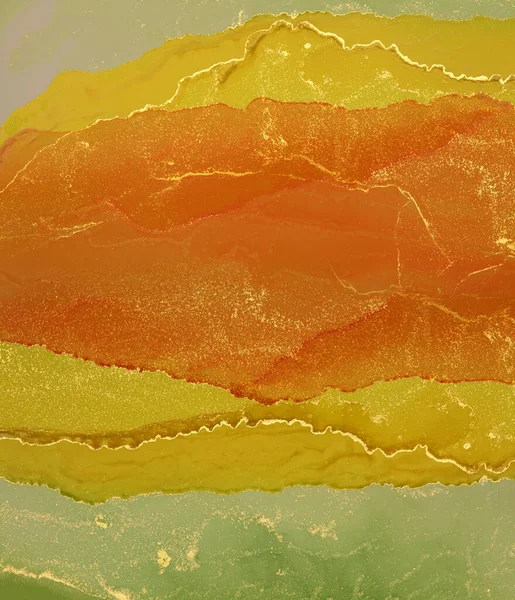Farba Akwarelowa Tusz Alkoholowy Plama Dymu Papierowym Tle Żółty Pomarańczowy — Zdjęcie stockowe