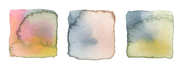 Tusche Aquarell Handgezeichnet Quadratischen Fleck Fleck Nasse Pastellfarbe Papier Textur — Stockfoto