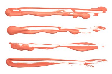 Beyaz arkaplanda pembe boya renginde fırça izi lekesi var..