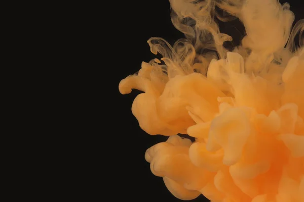Fond Fumée Abstrait Encre Taches Couleurs Dans Eau Jaune Orange — Photo