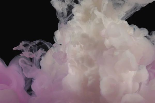 Абстрактный Дымовой Фон Чернильные Пятна Воде Розовый Белый Черный Тон — стоковое фото