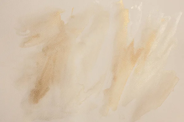 Beige Gold Ink Watercolor Smoke Flow Stain Blot Wet Paper — Stock Photo, Image