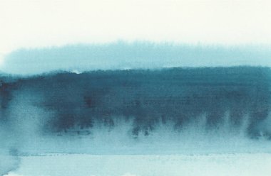 Islak kağıt desen arkaplanına mürekkep rengi duman akışı lekesi mavi renk soyut manzara..