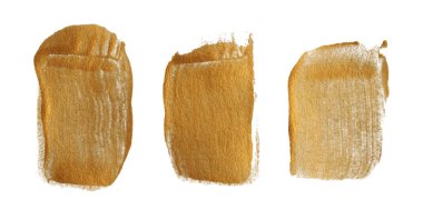 Sanat modern yağ ve akrilik smear fırça fırçası tuval tasarım elementleri. Şeffaf arkaplanda soyut doku altın, bronz renk lekesi fırça darbesi dokusu.