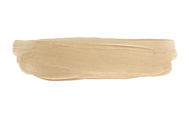 Beyaz arkaplanda izole edilmiş bej inci fırça darbesi boya lekesi.