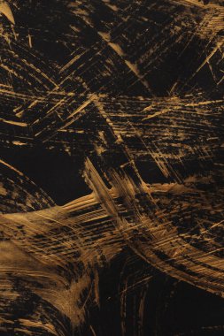 Sanat modern yağ ve akrilik leke bezi duvar boyası. Soyut doku altın, bronz, siyah renk lekesi fırça darbesi dokusu arka plan.