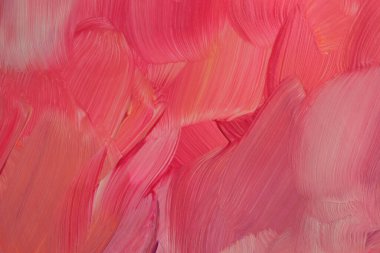 Sanat yağı ve akrilik leke bezi duvar boyası. Soyut doku pastel kırmızı, pembe renk lekesi fırça darbesi dokusu arka plan.