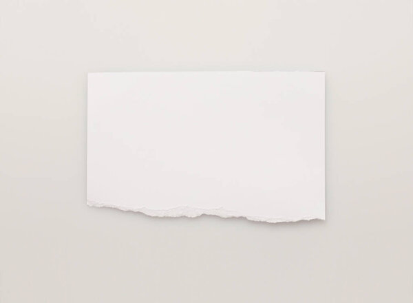 Torn empty pieces texture paper on light beige copy space background. 