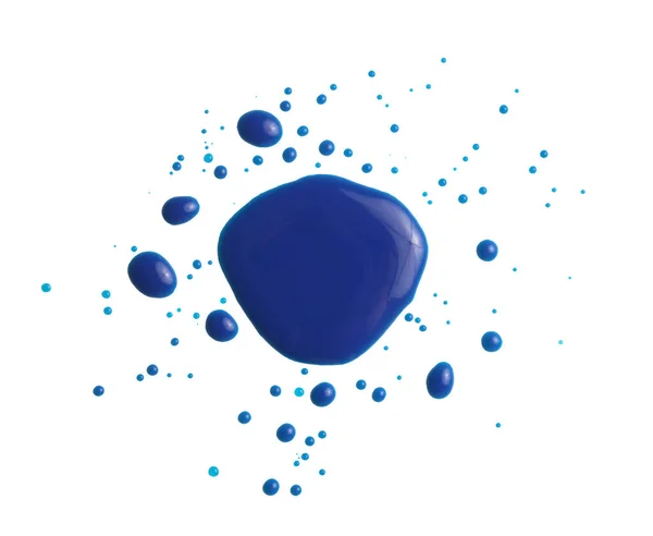 Farba Atramentowa Przepływ Plamy Plamy Plamy Niebieski Kolor Plamy Izolowane — Zdjęcie stockowe