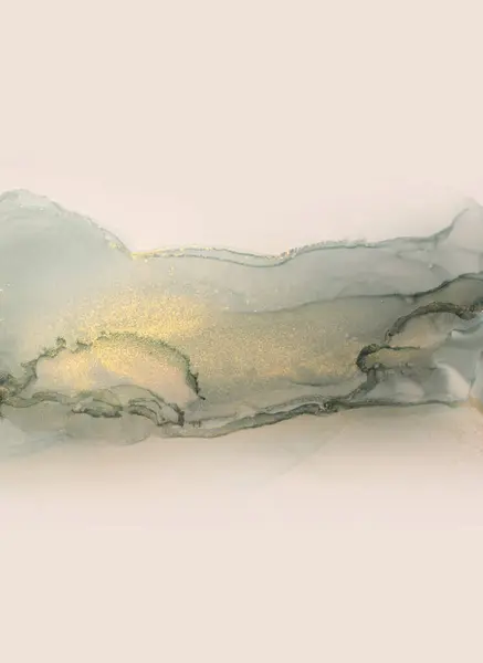 Aquarell Alkohol Tusche Welle Flou Textur Malerei Landschaft Abstraktes Gold — Stockfoto