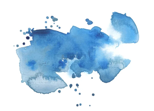 Tinta Aquarela Mão Desenhada Gotas Pintura Mancha Molhado Azul Cor — Fotografia de Stock