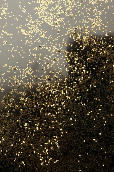 Χρυσό Μπρούτζινο Glitter Κουκκίδες Λάμψη Κομφετί Μαύρο Αφηρημένο Φως Αναβοσβήνει — Φωτογραφία Αρχείου