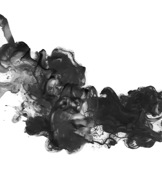 Black Watercolor Ink Smoke Flow Drop Blot White Background — Stock Photo, Image
