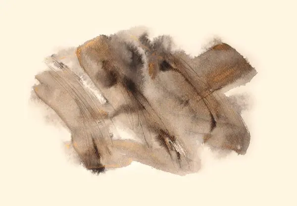 Beige Gold Brown Ink Watercolor Smoke Brush Stroke Stain Blot — Stock Photo, Image