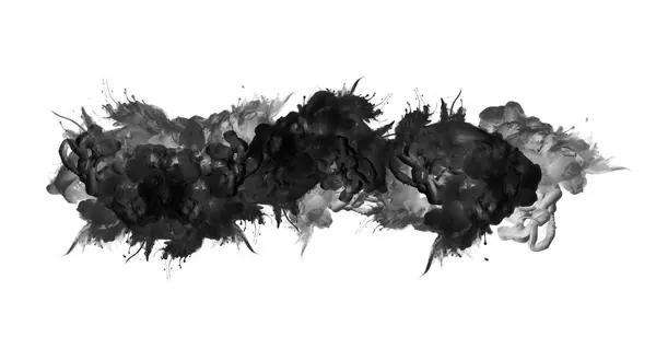 Black Ink Smoke Flow Drop Blot White Background — Stock Photo, Image