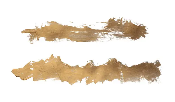 Gold Glitter Ink Color Smear Brush Stroke Stain Line Blot — Photo