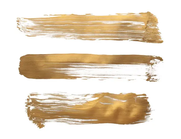 Gold Glitter Ink Color Smear Brush Stroke Stain Line Blot — Fotografia de Stock