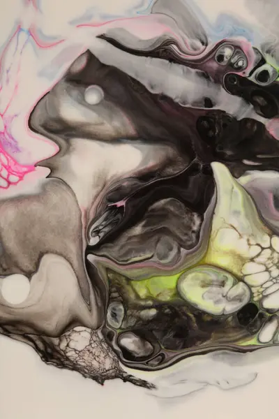 Aliran Seni Abstrak Menuangkan Zat Akrilik Tinta Warna Air Krem — Stok Foto