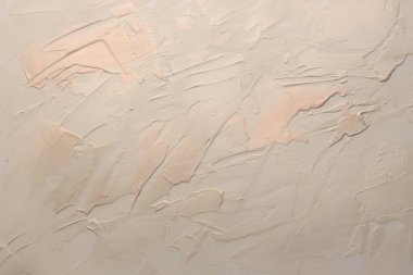 Sanat yağı ve akrilik leke bezi duvar boyası. Soyut doku pastel bej, nacre renk lekesi fırça darbesi yardım dokusu arka planı.
