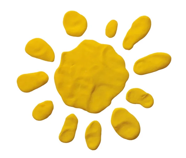 Moldura Solar Textura Artesanal Plasticina Amarela Fundo Branco — Fotografia de Stock