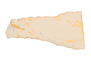 Yırtık eski grunge altın parçaları beyaz arkaplanda izole edilmiş resim kağıdı.