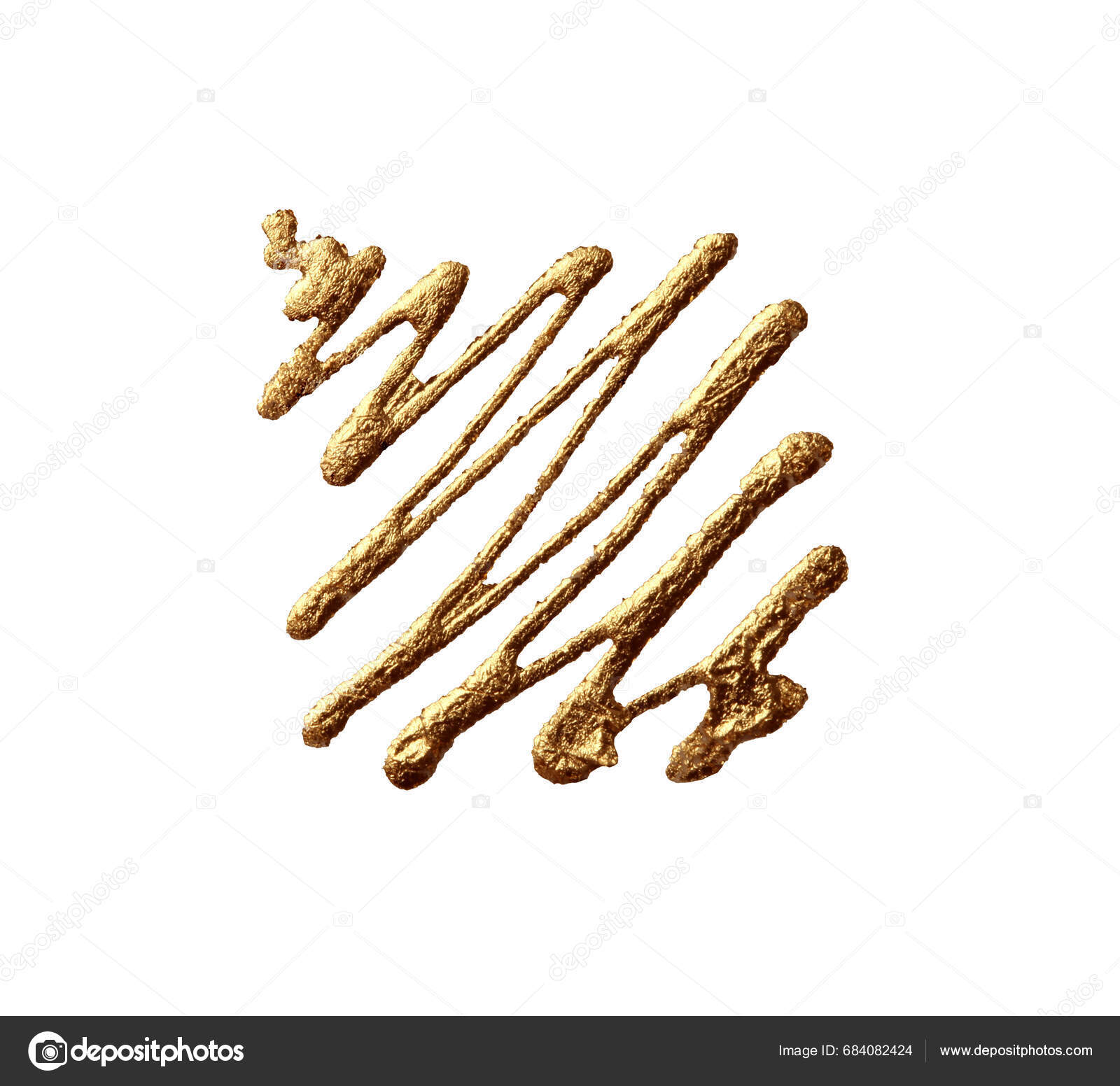 Gold Glitter Ink Scrawl Stain Line Blot Design Element White — Stock ...