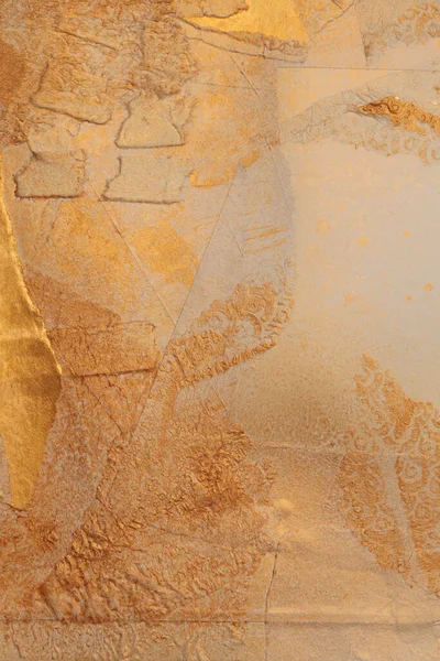 Altın Bronz Bej Kağıtlı Kolaj Kağıdı Çerçeveli Tahıl Duvarı Soyut — Stok fotoğraf