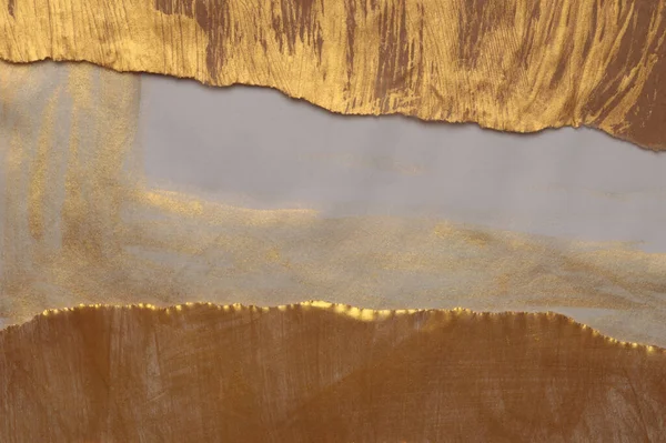 青銅およびベージュのペーパー コラージュのペーパー フレームの絵画壁 抽象グローテクスチャコピースペースリリーフバック — ストック写真