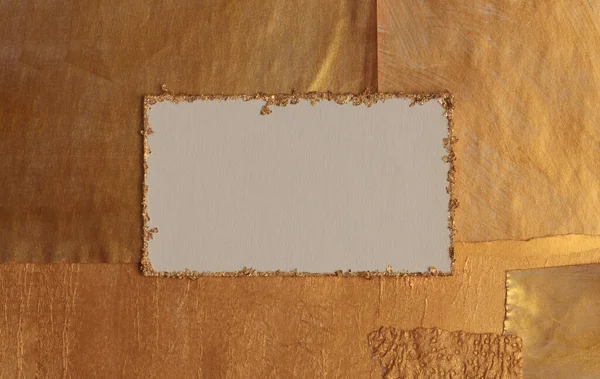 Złota Brązowa Beżowa Papierowa Ramka Malowania Abstrakcyjny Blask Tekstura Kopia — Zdjęcie stockowe