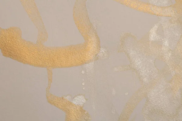 Złoty Srebrny Brokat Akwarelowa Linia Farb Atramentowych Plama Beżowym Papierze — Zdjęcie stockowe