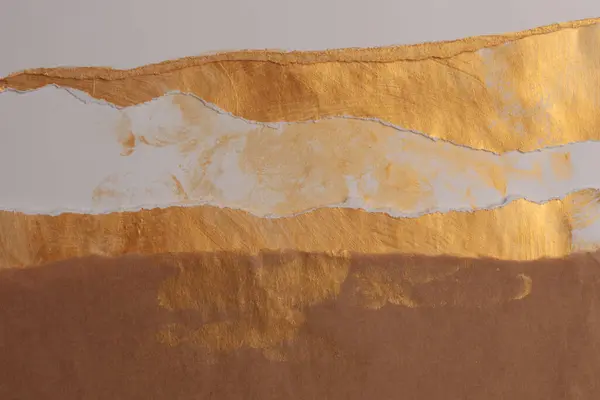 Ouro Bronze Papel Bege Rasgado Parede Quadro Pintura Papel Textura — Fotografia de Stock