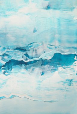 Yağlı ve akrilik fırça darbesi lekeli boya duvarı. Soyut doku beyaz ve mavi renkli fırça darbesi arka planı. Çağdaş sanat.