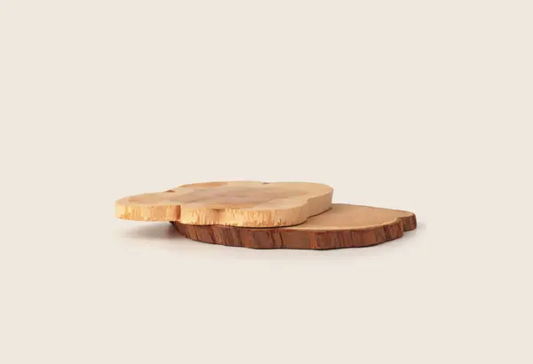 Wooden Eco Rustic Pine Tree Wood Platform Podium Neutral Beige — Stock Photo, Image