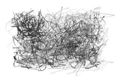 Siyah ve beyaz el, karalama çizimi, kaos çizgisi deseni çizmiş. Kalem, kalem, pastel doku mürekkep resim grunge soyut arkaplan