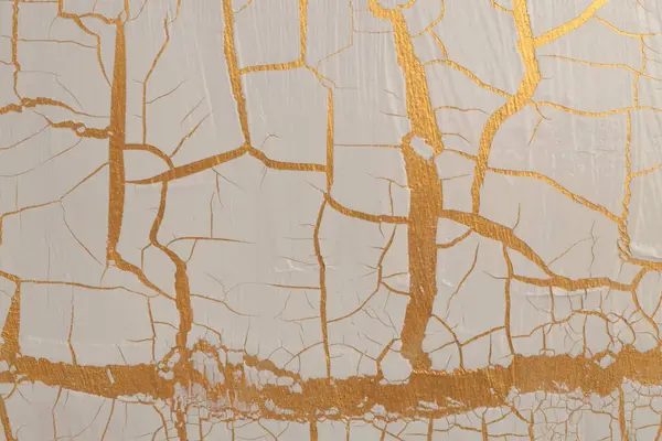 Craquelure Zarysowania Ulga Tekstury Malowanie Tła Ściany Złoto Brąz Beżowy — Zdjęcie stockowe