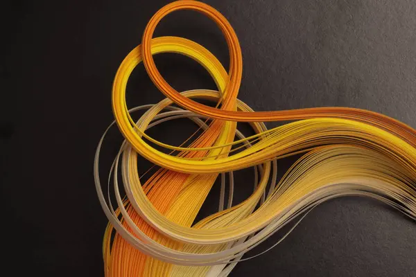 Gult Orange Färgband Gradient Våg Papper Svart Abstrakt Struktur Bakgrund — Stockfoto