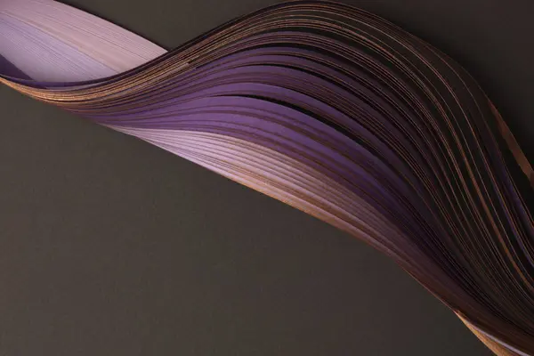 Oro Bronce Violeta Color Tira Gradiente Onda Papel Sobre Negro Imagen de archivo