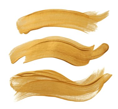 Beyaz arka planda altın (bronz) sim lekeli fırça lekesi dalga lekesi lekesi. Soyut fırça darbesi dokusu.