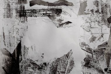 Siyah beyaz kolaj kağıdı çerçeve duvarı. Soyut grunge dokusu kopyalama alanı boş arkaplan.