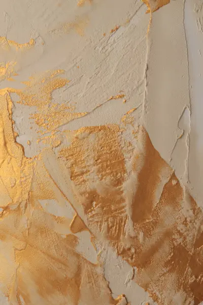 艺术油和丙烯酸涂渍油画粉刷墙 纹理白色 米黄色 金黄色 浮雕纹理背景 图库图片