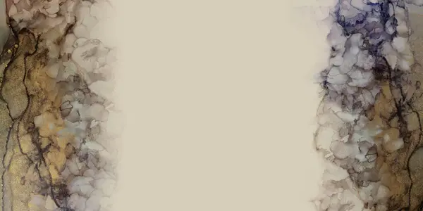Абстрактная Бежевая Бронзовая Золотистая Акварельная Живопись Мраморная Текстура Горизонтального Фона Стоковое Изображение