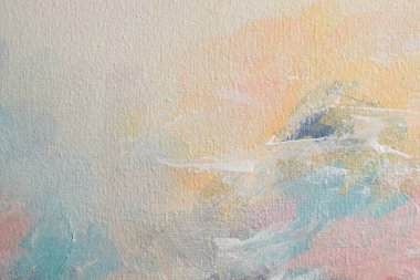 Modern yağ ve akrilik lekeli çiçek boyama duvarı. Soyut doku pastel renk lekesi fırça darbesi arka planı. Çağdaş sanat. Parça.