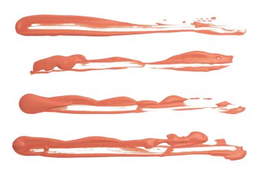 Beyaz arkaplanda bej pembe mürekkep lekesi lekesi.