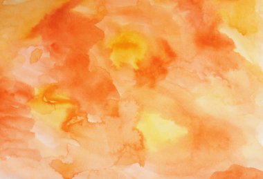 Islak kağıt desenli arka planda mürekkep rengi el boyası lekesi çizilmiş. Turuncu, Sarı renk.