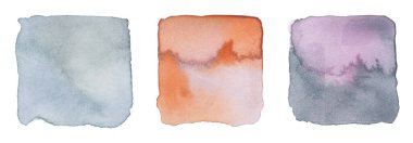 Mürekkep, suluboya el, kare akış lekesi. Beyaz arka planda ıslak pastel boya lekesi. Ayarla.