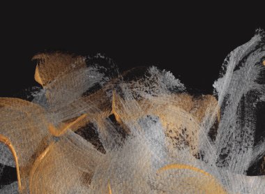 Resimli suluboya ve akrilik leke bezi boyası. Soyut Altın, beyaz, siyah lekeli fırça darbesi rahatlatma kağıdı arka plan.