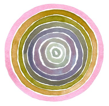 Soyut gökkuşağı suluboya çemberi boya lekesi beyaz arkaplanda izole. 